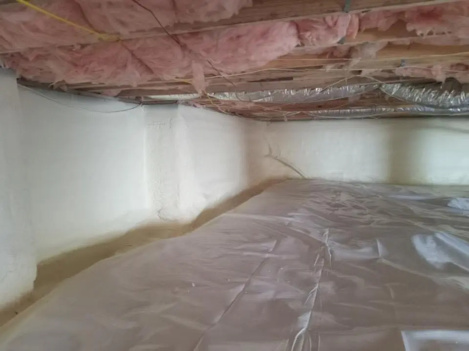 Crawl space encapsulation with closed-cell spray foam for Attic Insulation in Clay